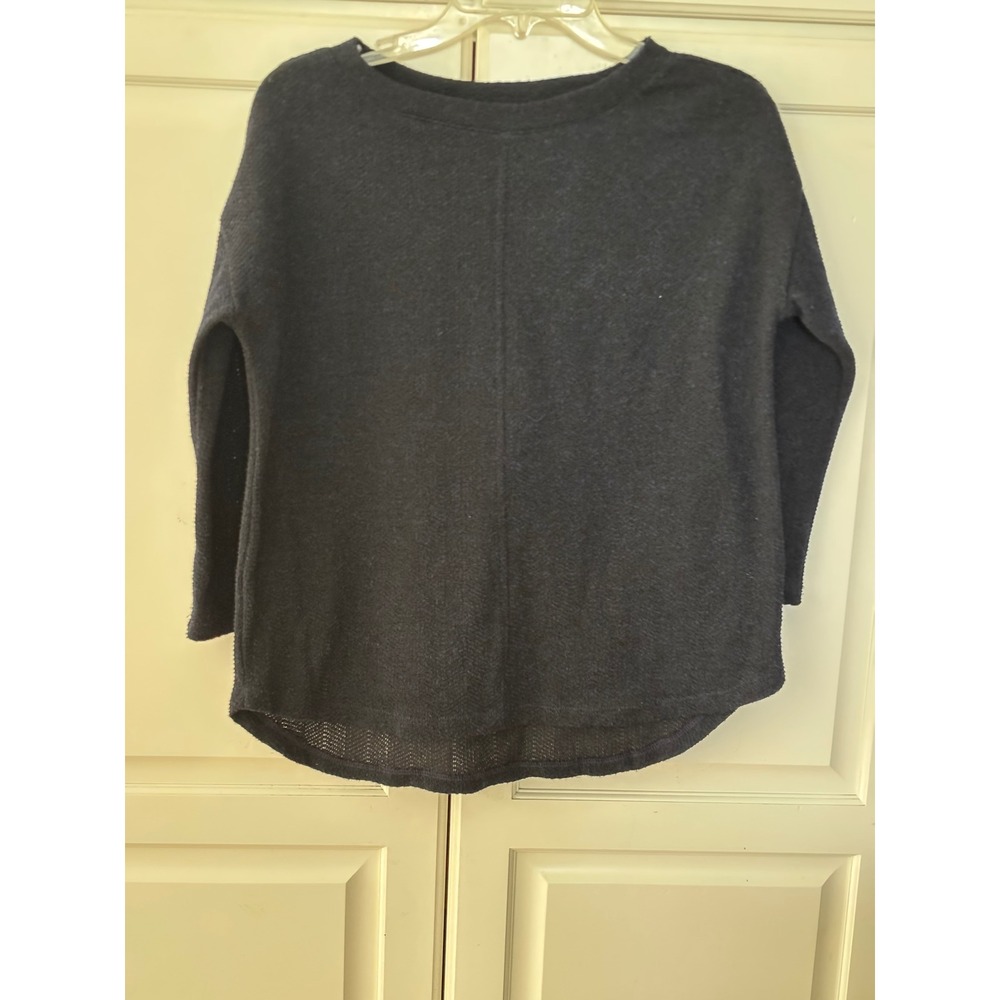 Liz Claiborne Womens Boat Neck Textured Knit Sweater Side Button Black Gray S